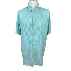 CRIQUET Mens XL Green Striped Polo Poly Blend Stretch